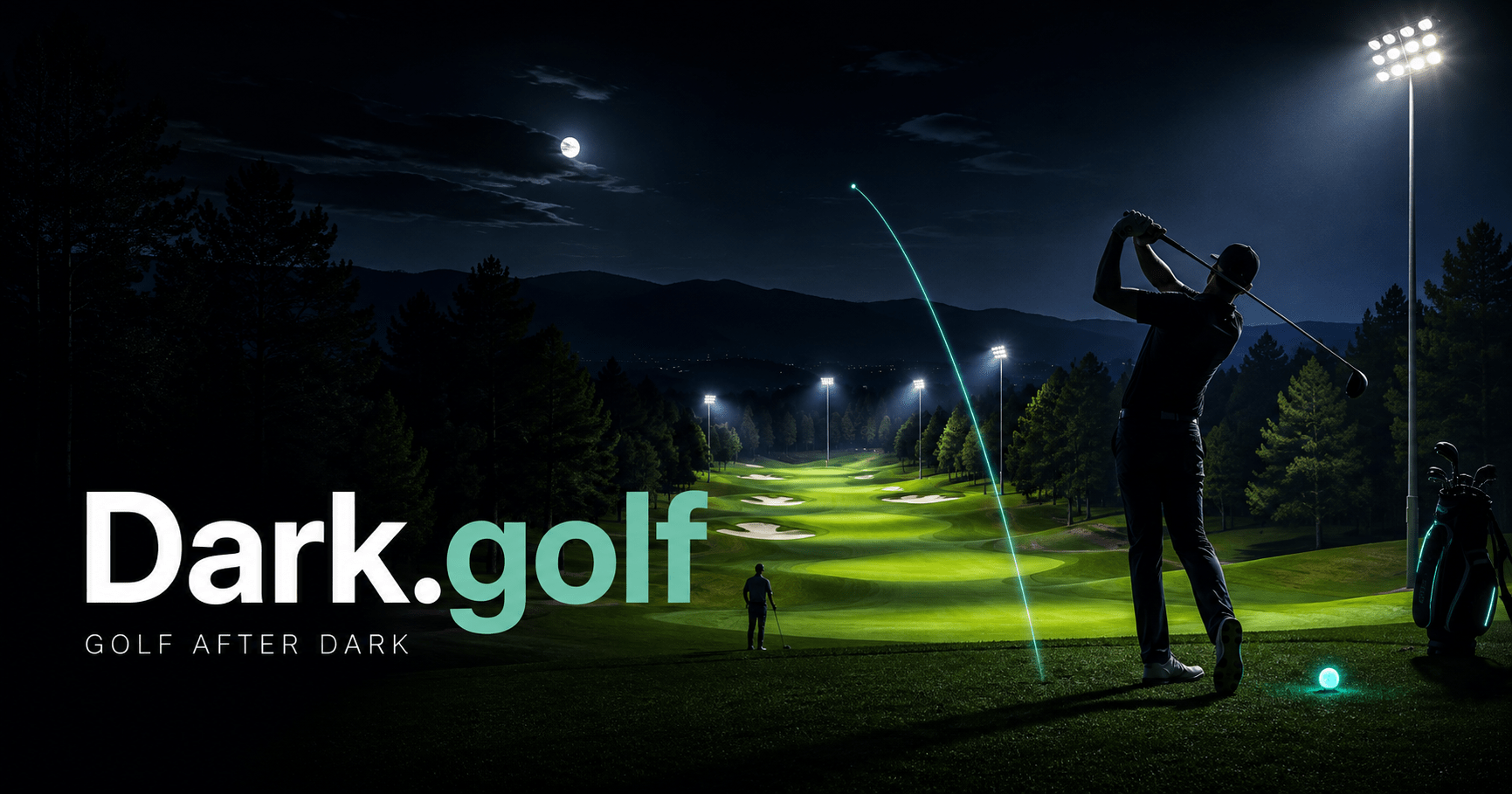 Dark.golf branded card - Golf after sunset: lighted courses, glow-ball formats, and the after-dark golf entertainment economy.