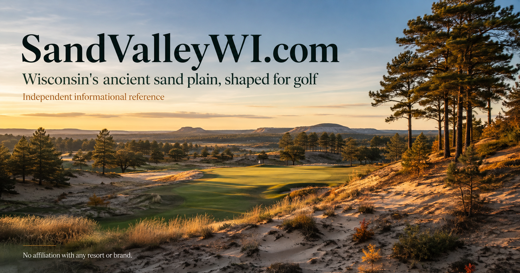 SandValleyWI.com branded card - A .com built on a Wisconsin place name: the Central Sands country that gives Sand Valley its ground.