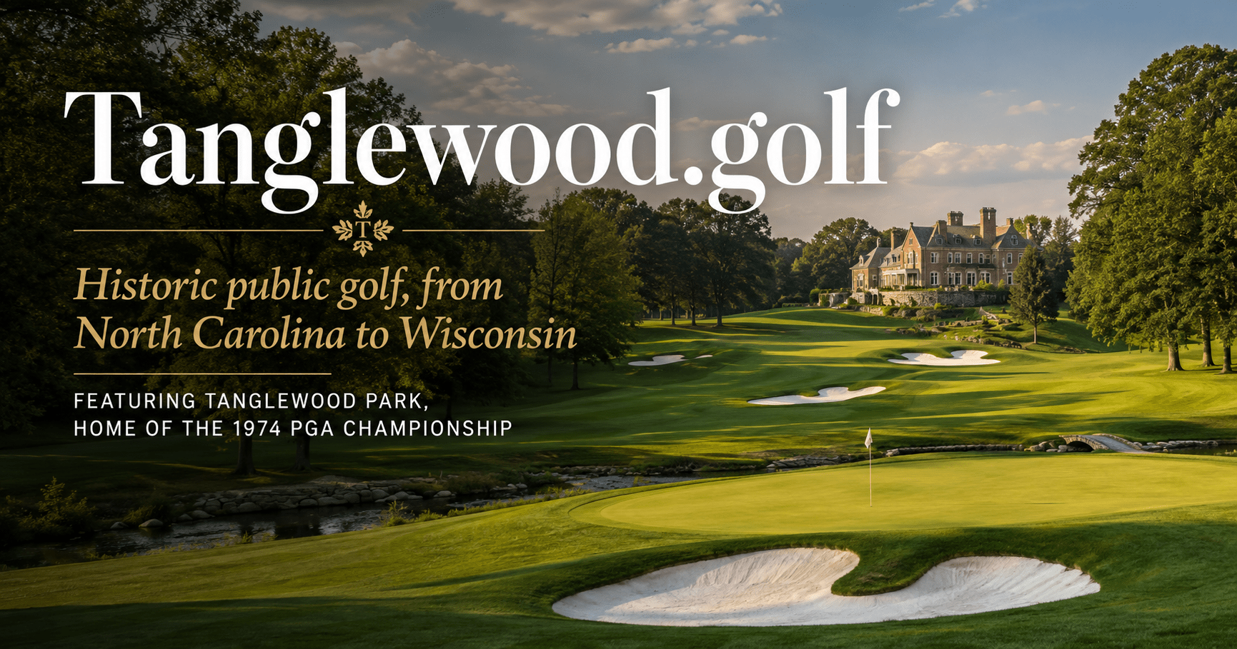 Tanglewood.golf branded card - A one-word golf domain shared by courses in several states, led by Tanglewood Park in Clemmons, NC.