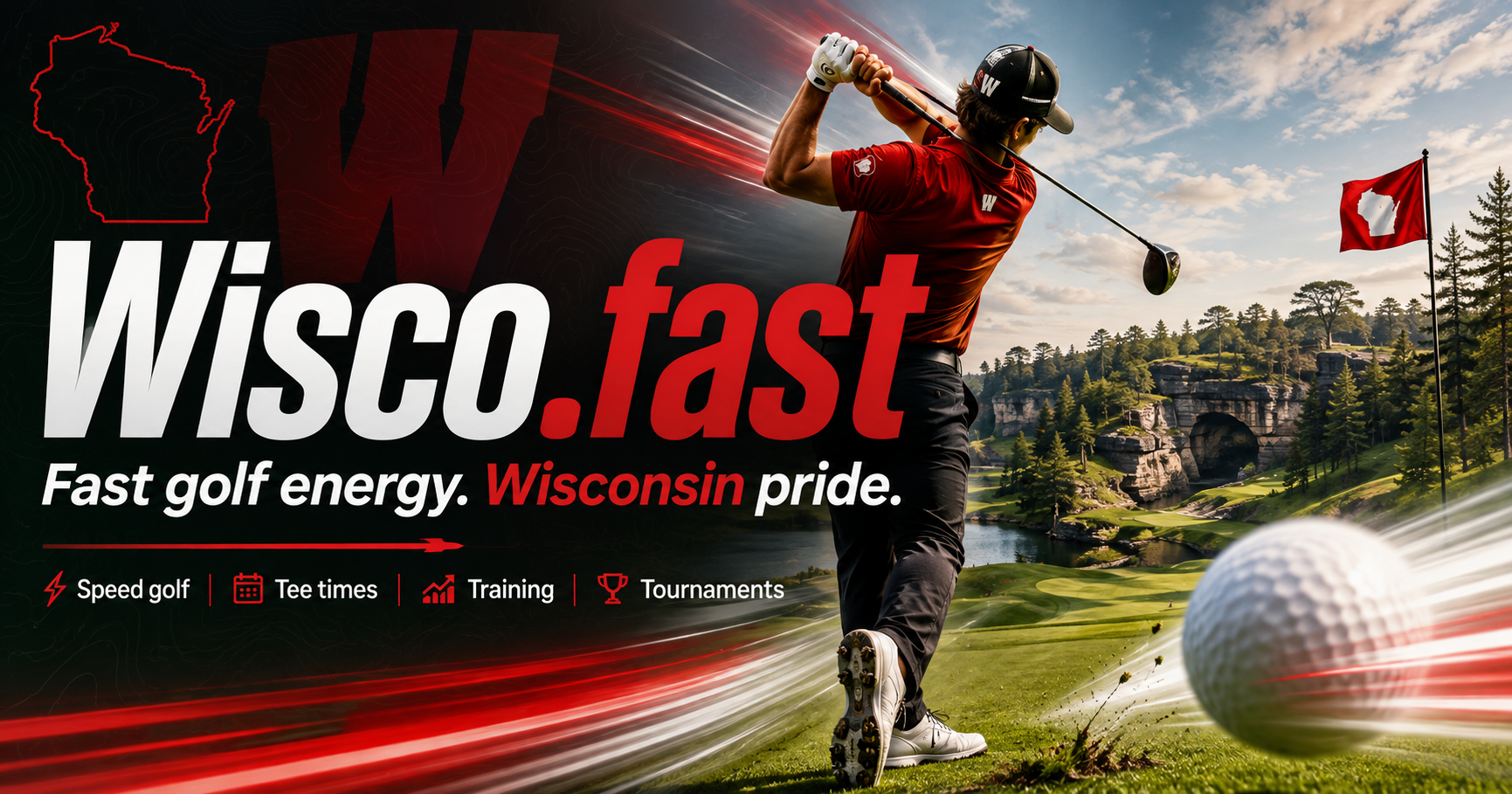 Wisco.fast branded card - The Wisconsin nickname on .fast, Amazon Registry's speed-branded TLD, meets golf's push for shorter rounds.