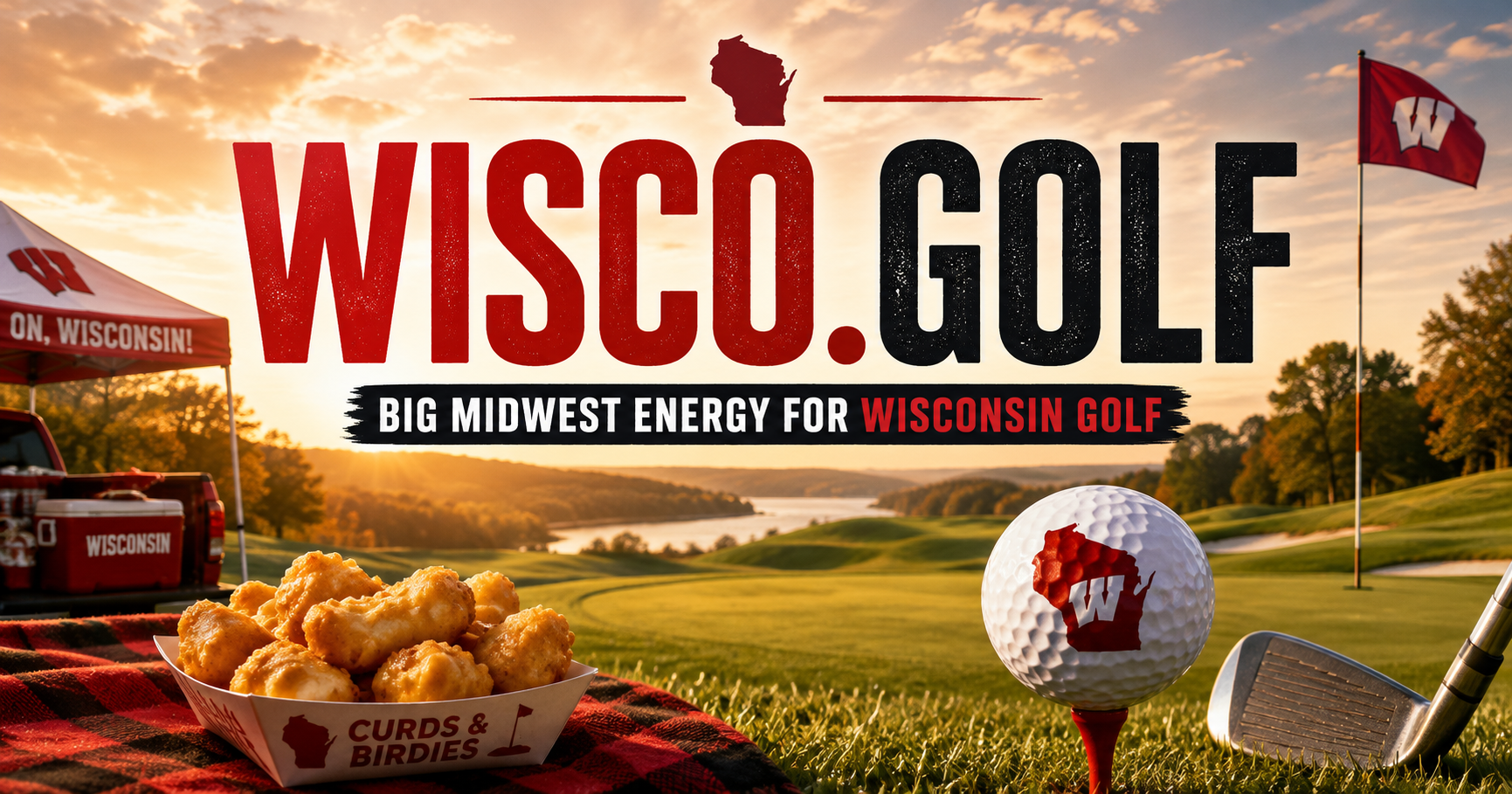Wisco.golf branded card - Wisconsin golf under the state's informal nickname: 528 courses, 88 percent public, $6.44B in annual impact.